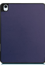 Nomfy Hoes Geschikt voor iPad Air 2022 Hoes Tri-fold Tablet Hoesje Case Met Uitsparing Geschikt voor Apple Pencil Met Screenprotector - Hoesje Geschikt voor iPad Air 5 2022 Hoesje Hardcover Bookcase - Donkerblauw