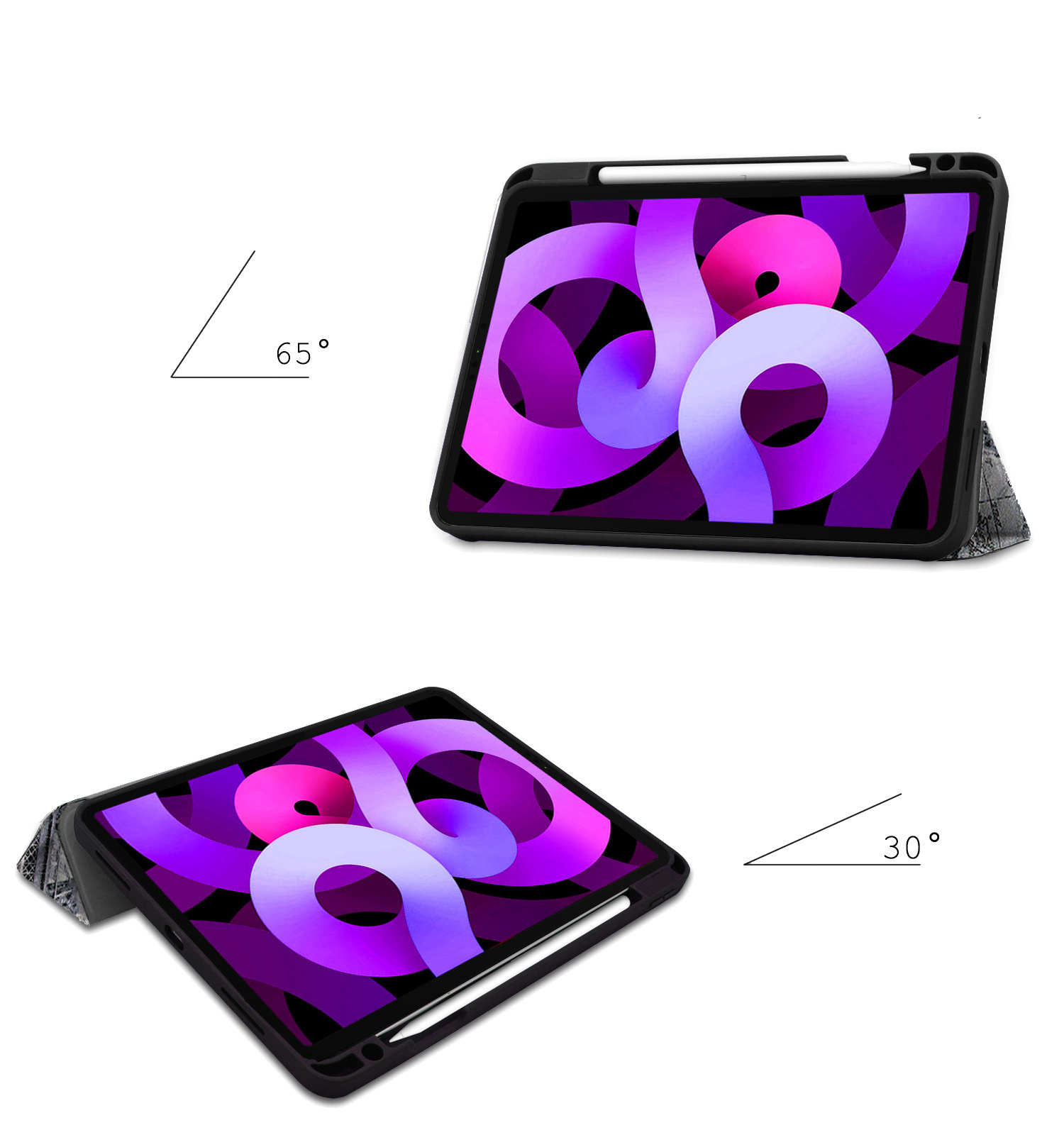 Nomfy Hoes Geschikt voor iPad Air 2022 Hoes Tri-fold Tablet Hoesje Case Met Uitsparing Geschikt voor Apple Pencil Met Screenprotector - Hoesje Geschikt voor iPad Air 5 2022 Hoesje Hardcover Bookcase - Eiffeltoren
