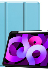 Nomfy Hoes Geschikt voor iPad Air 2022 Hoes Tri-fold Tablet Hoesje Case Met Uitsparing Geschikt voor Apple Pencil Met Screenprotector - Hoesje Geschikt voor iPad Air 5 2022 Hoesje Hardcover Bookcase - Lichtblauw