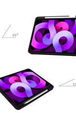 Nomfy Hoes Geschikt voor iPad Air 2022 Hoes Tri-fold Tablet Hoesje Case Met Uitsparing Geschikt voor Apple Pencil Met Screenprotector - Hoesje Geschikt voor iPad Air 5 2022 Hoesje Hardcover Bookcase - Paars