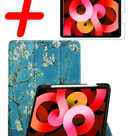 BASEY. BASEY. iPad Air 5 Hoesje Met Uitsparing Apple Pencil Met Screenprotector - Bloemen
