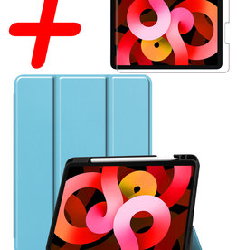 BASEY. BASEY. iPad Air 5 Hoesje Met Uitsparing Apple Pencil Met Screenprotector - Lichtblauw