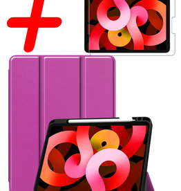 BASEY. BASEY. iPad Air 5 Hoesje Met Uitsparing Apple Pencil Met Screenprotector - Paars