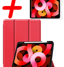 BASEY. BASEY. iPad Air 5 Hoesje Met Uitsparing Apple Pencil Met Screenprotector - Rood