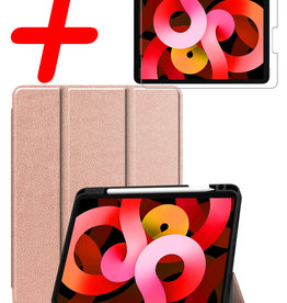 BASEY. BASEY. iPad Air 5 Hoesje Met Uitsparing Apple Pencil Met Screenprotector - Rose Goud