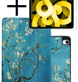 NoXx NoXx iPad Air 5 Hoesje Met Uitsparing Apple Pencil Met Screenprotector - Bloemen