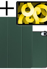 NoXx Hoesje Geschikt voor iPad Air 2022 Hoesje Case Hard Cover Hoes Book Case Met Uitsparing Geschikt voor Apple Pencil Met Screenprotector - Donkergroen
