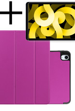 NoXx Hoesje Geschikt voor iPad Air 2022 Hoesje Case Hard Cover Hoes Book Case Met Uitsparing Geschikt voor Apple Pencil Met Screenprotector - Paars