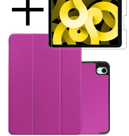 NoXx NoXx iPad Air 5 Hoesje Met Uitsparing Apple Pencil Met Screenprotector - Paars