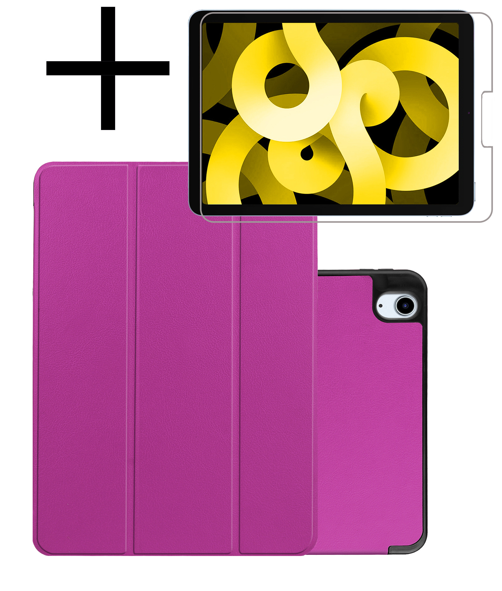 NoXx Hoesje Geschikt voor iPad Air 2022 Hoesje Case Hard Cover Hoes Book Case Met Uitsparing Geschikt voor Apple Pencil Met Screenprotector - Paars