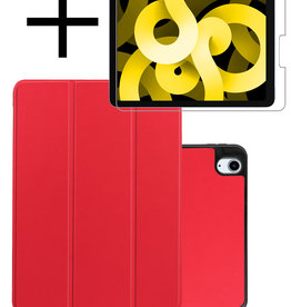 NoXx NoXx iPad Air 5 Hoesje Met Uitsparing Apple Pencil Met Screenprotector - Rood