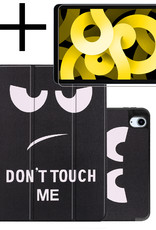 NoXx Hoesje Geschikt voor iPad Air 2022 Hoesje Case Hard Cover Hoes Book Case Met Uitsparing Geschikt voor Apple Pencil Met Screenprotector - Don't Touch Me