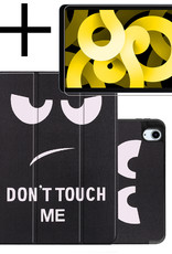 NoXx iPad Air 5 2022 Hoesje Met Screenprotector Case Hard Cover Hoes Met Apple Pencil Uitsparing Book Case - Don't Touch Me