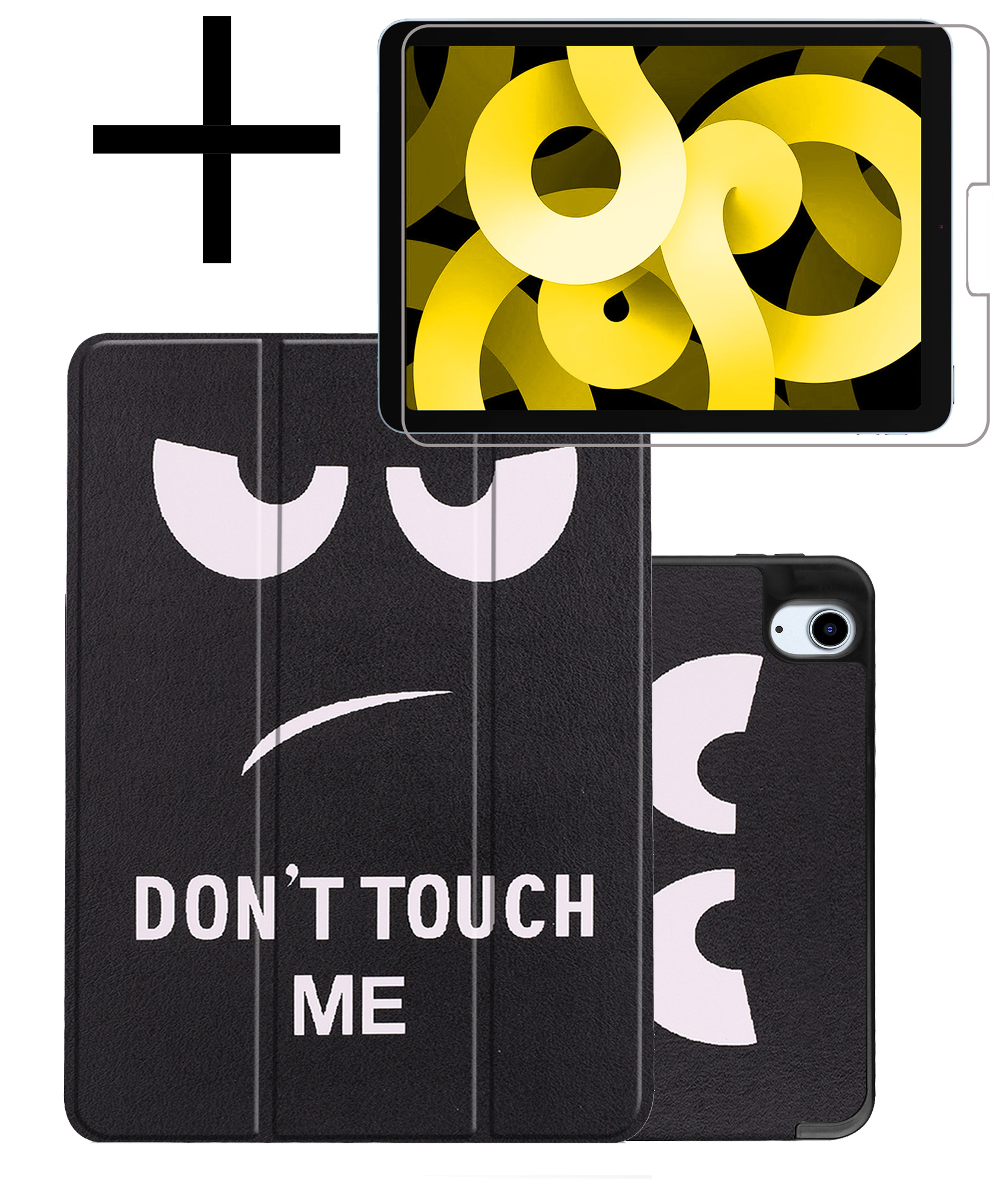 NoXx Hoesje Geschikt voor iPad Air 2022 Hoesje Case Hard Cover Hoes Book Case Met Uitsparing Geschikt voor Apple Pencil Met Screenprotector - Don't Touch Me