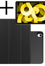 NoXx Hoesje Geschikt voor iPad Air 2022 Hoesje Case Hard Cover Hoes Book Case Met Uitsparing Geschikt voor Apple Pencil Met Screenprotector - Zwart