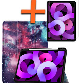 Nomfy Nomfy iPad Air 5 Hoesje Met Uitsparing Apple Pencil Met Screenprotector - Galaxy