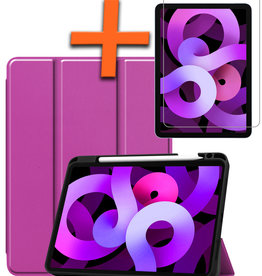 Nomfy Nomfy iPad Air 5 Hoesje Met Uitsparing Apple Pencil Met Screenprotector - Paars