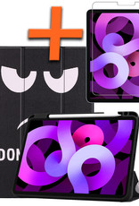 Nomfy Hoes Geschikt voor iPad Air 2022 Hoes Tri-fold Tablet Hoesje Case Met Uitsparing Geschikt voor Apple Pencil Met Screenprotector - Hoesje Geschikt voor iPad Air 5 2022 Hoesje Hardcover Bookcase - Don't Touch Me