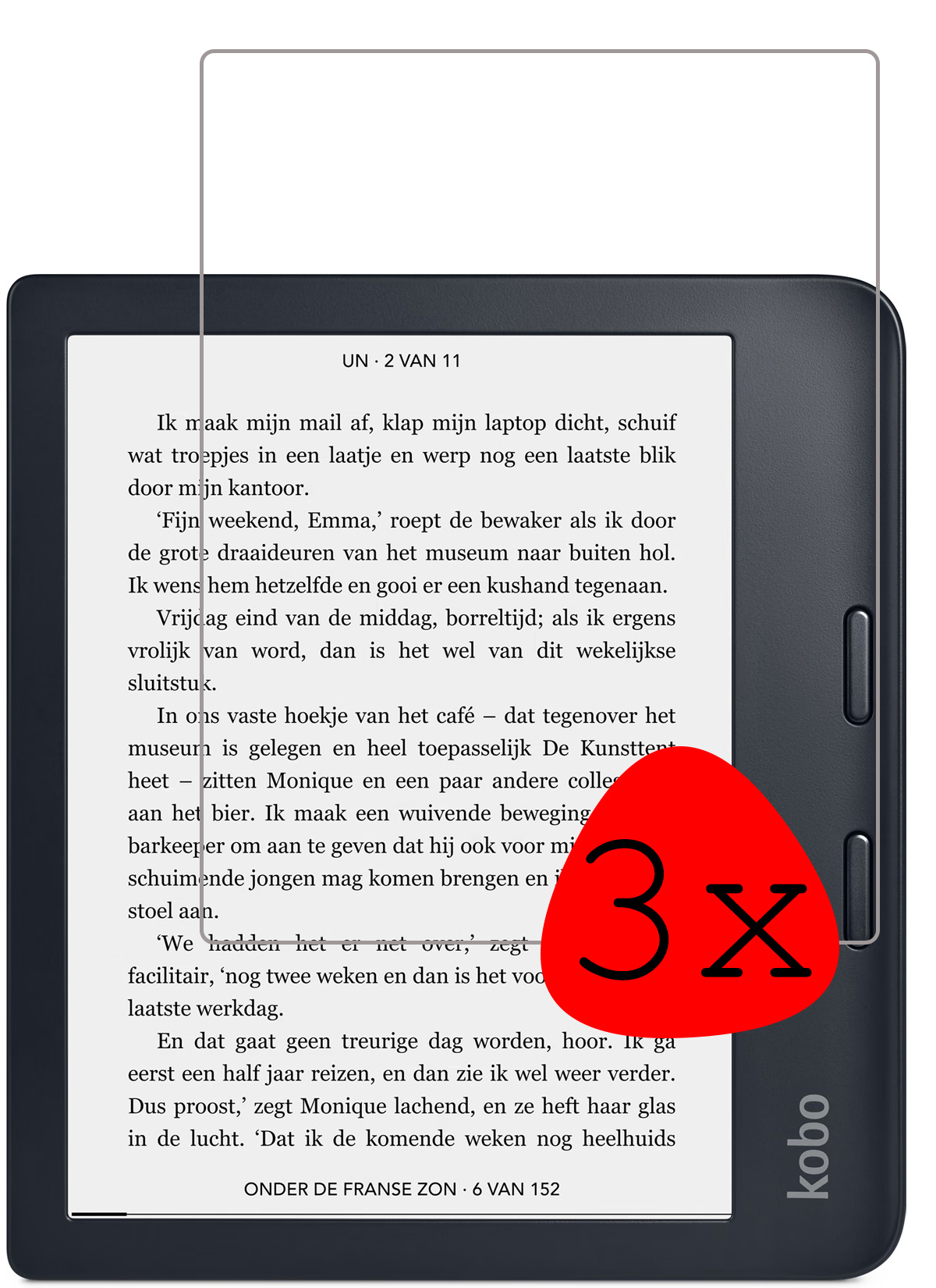 BASEY. Screenprotector Geschikt voor Kobo Libra 2 Screenprotector Tempered Glass - Screenprotector Geschikt voor Kobo Libra 2 Screen Protector - 3 Stuks