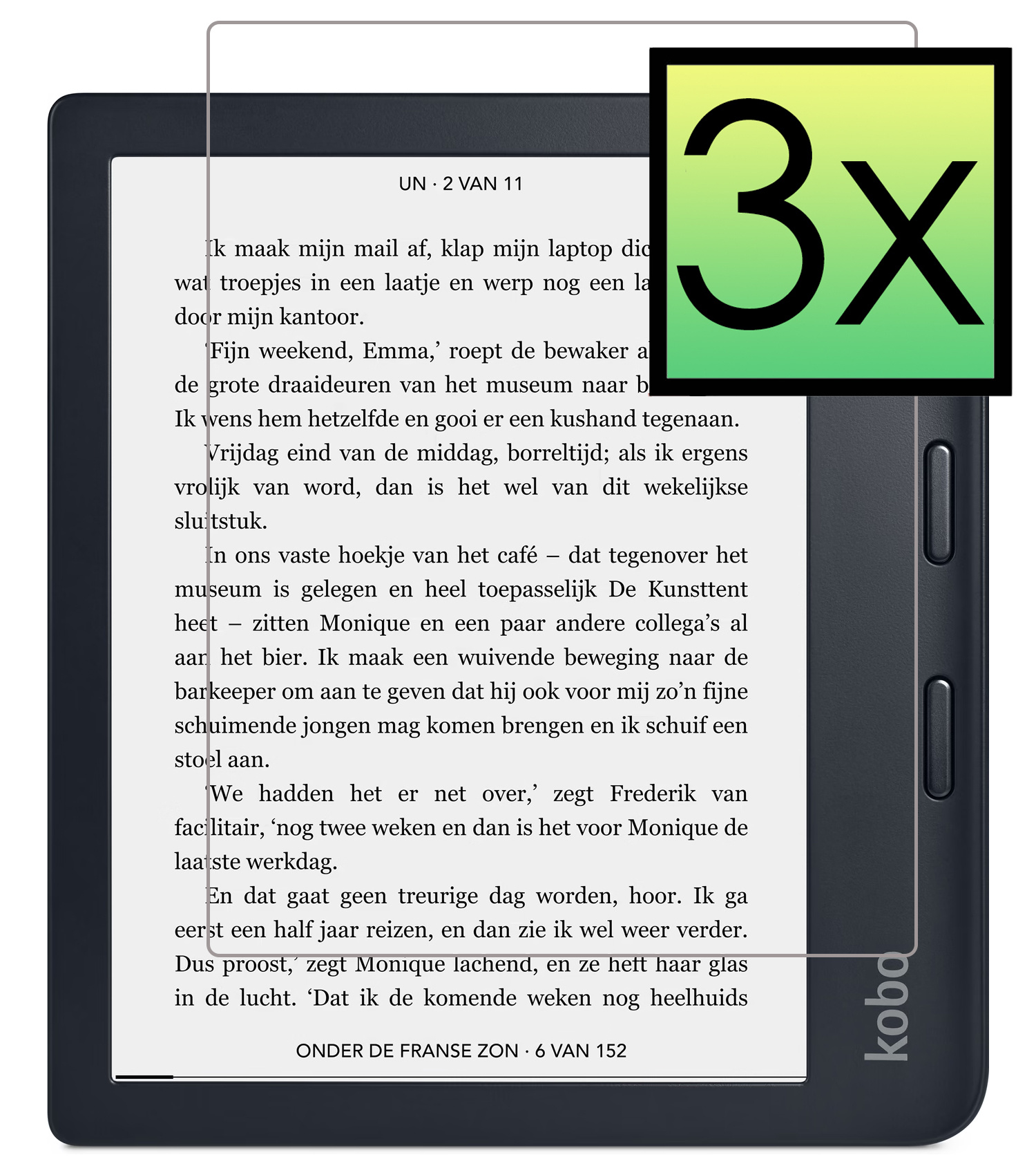 NoXx Screenprotector Geschikt voor Kobo Libra 2 Screenprotector Bescherm Glas Tempered Glass Screen Protector - 3x