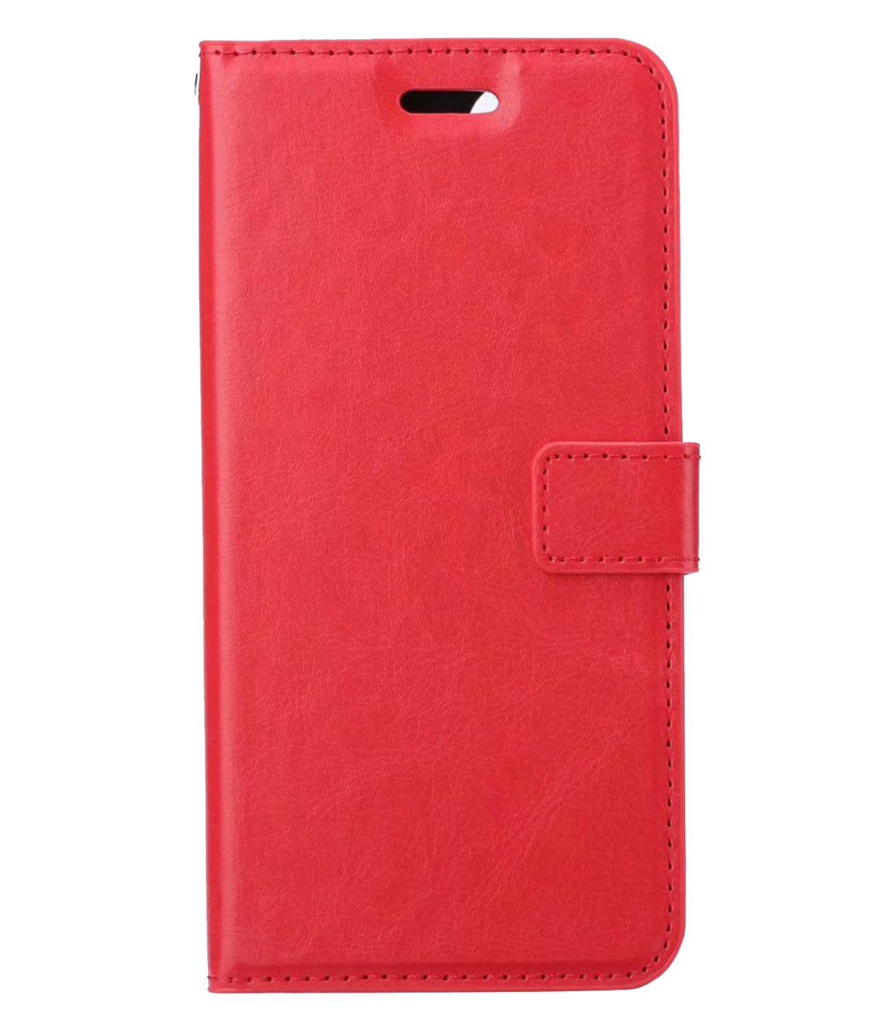 BASEY. Hoes Geschikt voor iPhone 13 Mini Hoesje Bookcase Hoes Flip Case Book Cover Met 2x Screenprotector - Hoesje Geschikt voor iPhone 13 Mini Hoes Book Case Hoesje - Rood