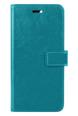 BASEY. Hoes Geschikt voor iPhone 13 Mini Hoesje Bookcase Hoes Flip Case Book Cover Met 2x Screenprotector - Hoesje Geschikt voor iPhone 13 Mini Hoes Book Case Hoesje - Turquoise