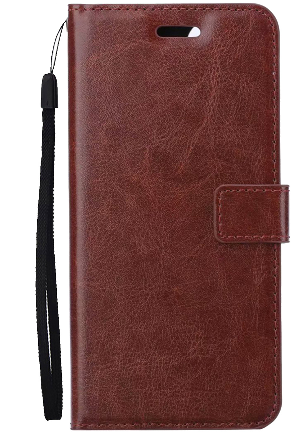 Nomfy Hoesje Geschikt voor iPhone 13 Mini Hoes Bookcase Flipcase Book Cover Met 2x Screenprotector - Hoes Geschikt voor iPhone 13 Mini Hoesje Book Case - Bruin