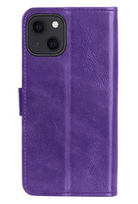 Nomfy Hoesje Geschikt voor iPhone 13 Mini Hoes Bookcase Flipcase Book Cover Met 2x Screenprotector - Hoes Geschikt voor iPhone 13 Mini Hoesje Book Case - Paars