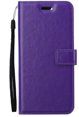Nomfy Hoesje Geschikt voor iPhone 13 Mini Hoes Bookcase Flipcase Book Cover Met 2x Screenprotector - Hoes Geschikt voor iPhone 13 Mini Hoesje Book Case - Paars