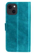 Nomfy Hoesje Geschikt voor iPhone 13 Mini Hoes Bookcase Flipcase Book Cover Met 2x Screenprotector - Hoes Geschikt voor iPhone 13 Mini Hoesje Book Case - Turquoise