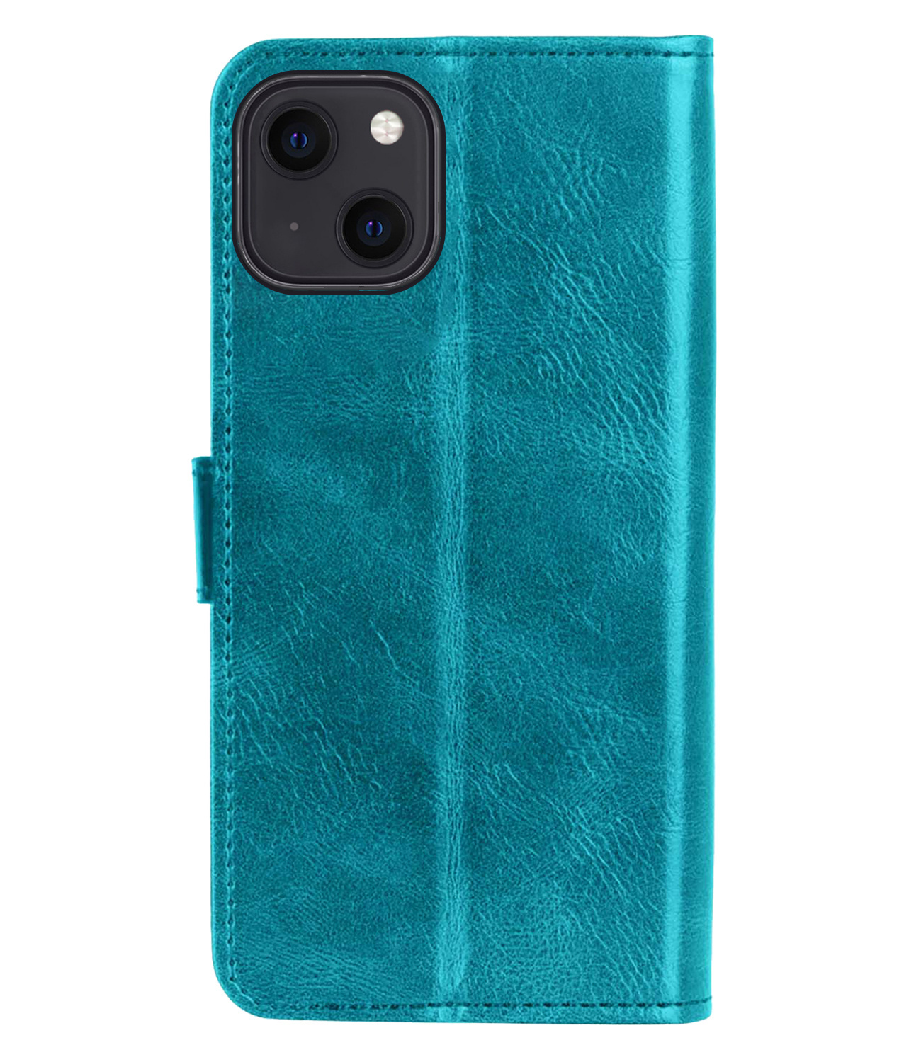Nomfy Hoesje Geschikt voor iPhone 13 Mini Hoes Bookcase Flipcase Book Cover Met 2x Screenprotector - Hoes Geschikt voor iPhone 13 Mini Hoesje Book Case - Turquoise