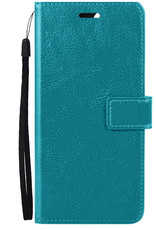 Nomfy Hoesje Geschikt voor iPhone 13 Mini Hoes Bookcase Flipcase Book Cover Met 2x Screenprotector - Hoes Geschikt voor iPhone 13 Mini Hoesje Book Case - Turquoise
