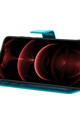 Nomfy Hoesje Geschikt voor iPhone 13 Mini Hoes Bookcase Flipcase Book Cover Met 2x Screenprotector - Hoes Geschikt voor iPhone 13 Mini Hoesje Book Case - Turquoise