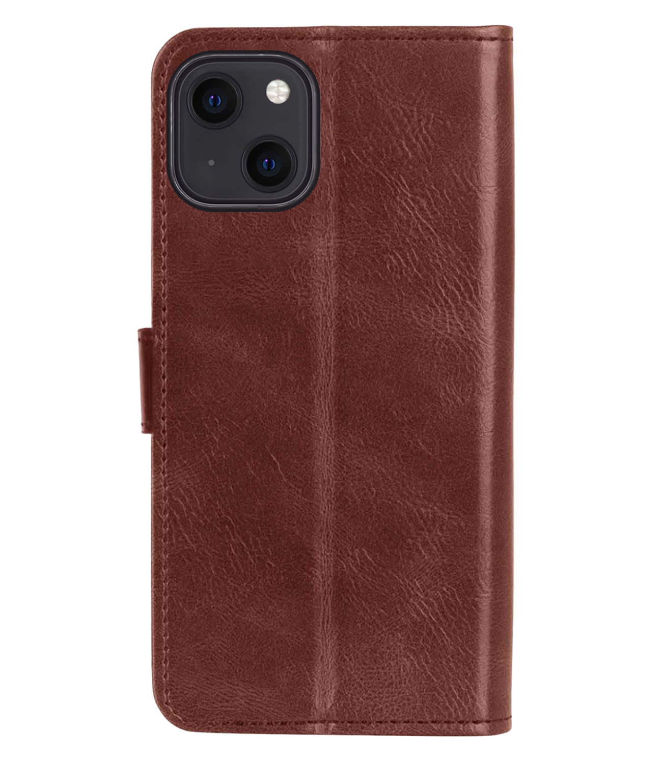 BASEY. Hoes Geschikt voor iPhone 13 Hoesje Bookcase Hoes Flip Case Book Cover Met 2x Screenprotector - Hoesje Geschikt voor iPhone 13 Hoes Book Case Hoesje - Bruin