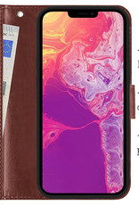 BASEY. Hoes Geschikt voor iPhone 13 Hoesje Bookcase Hoes Flip Case Book Cover Met 2x Screenprotector - Hoesje Geschikt voor iPhone 13 Hoes Book Case Hoesje - Bruin