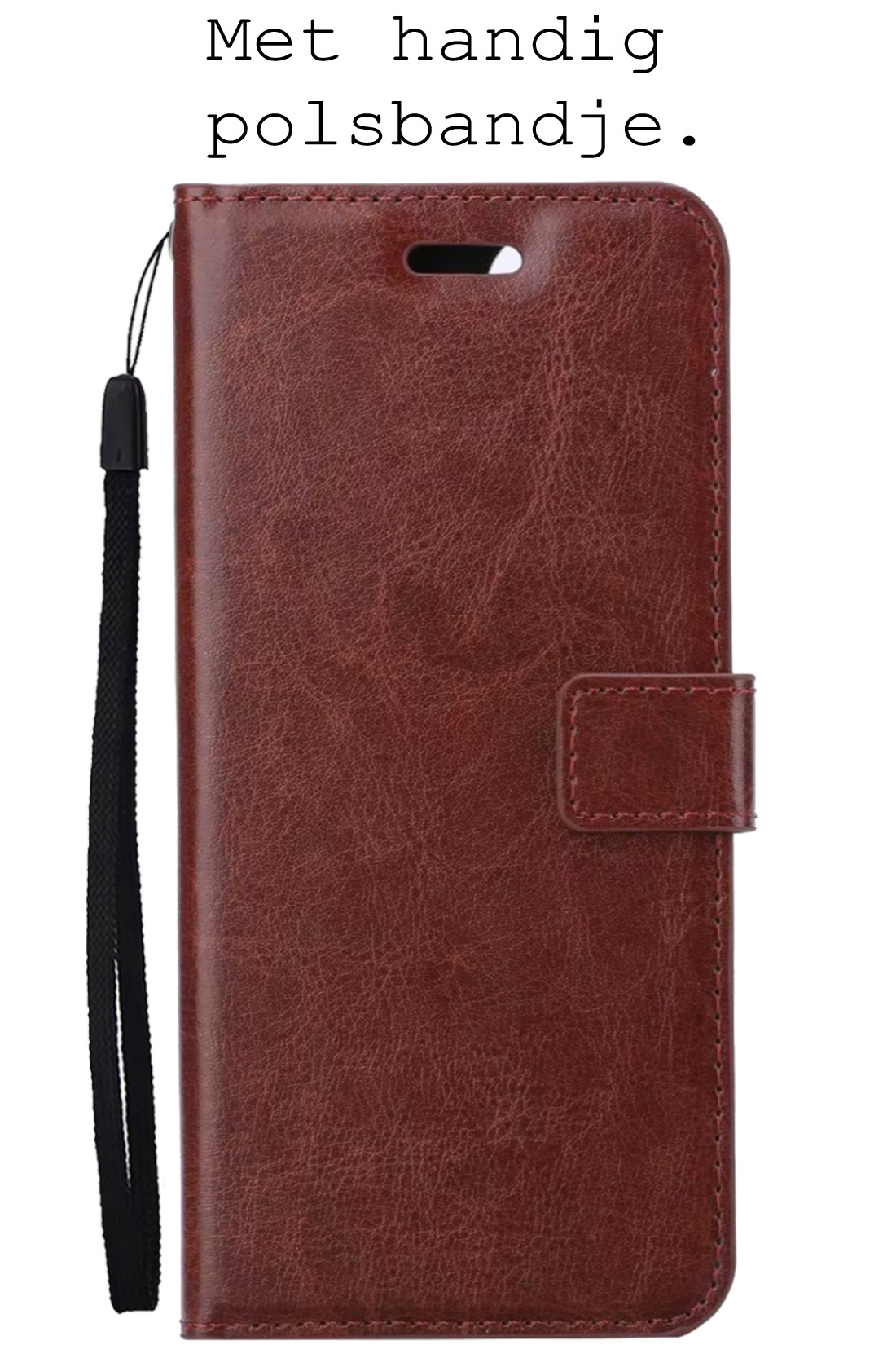 BASEY. Hoes Geschikt voor iPhone 13 Hoesje Bookcase Hoes Flip Case Book Cover Met 2x Screenprotector - Hoesje Geschikt voor iPhone 13 Hoes Book Case Hoesje - Bruin