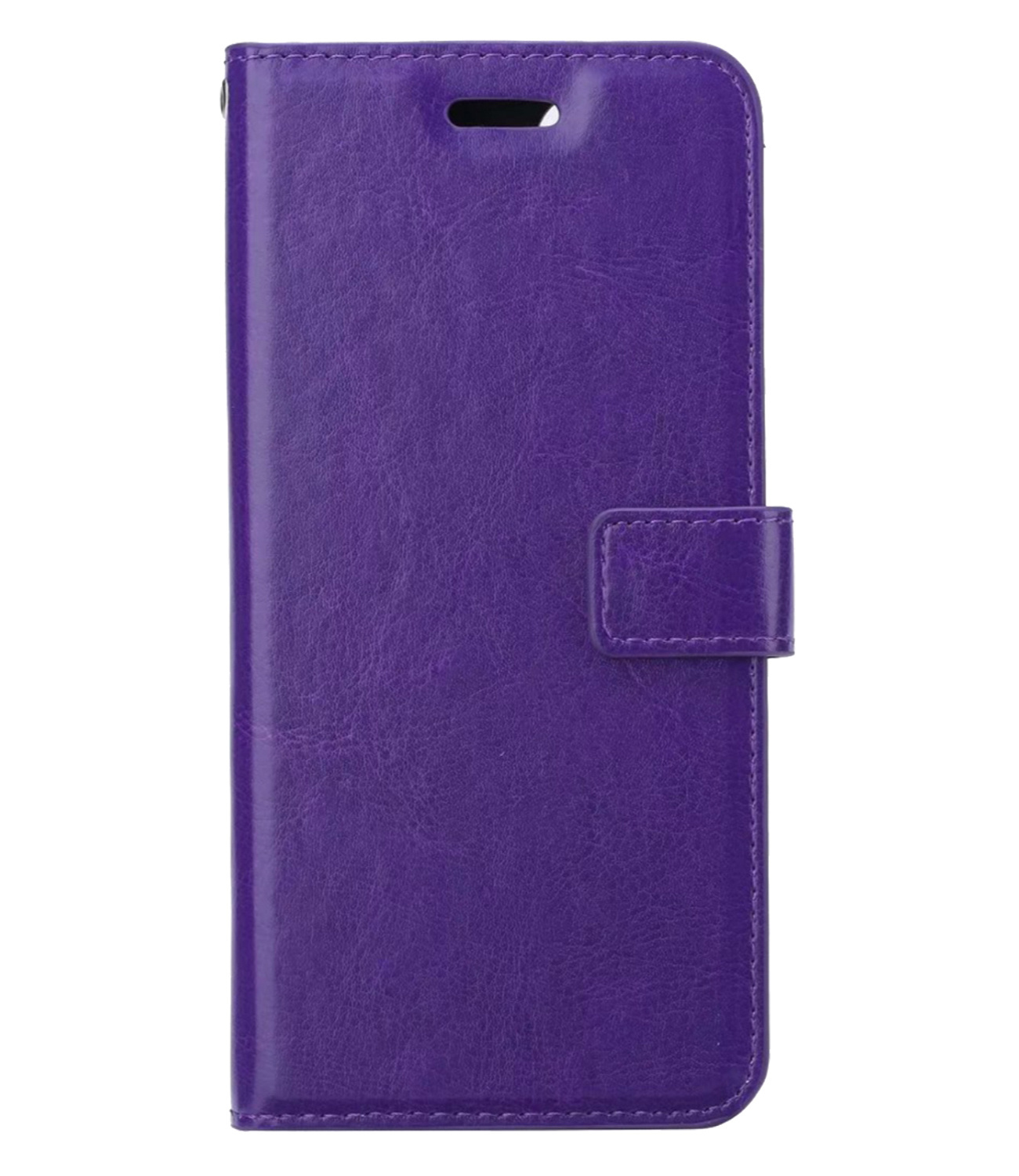 BASEY. Hoes Geschikt voor iPhone 13 Hoesje Bookcase Hoes Flip Case Book Cover Met 2x Screenprotector - Hoesje Geschikt voor iPhone 13 Hoes Book Case Hoesje - Paars