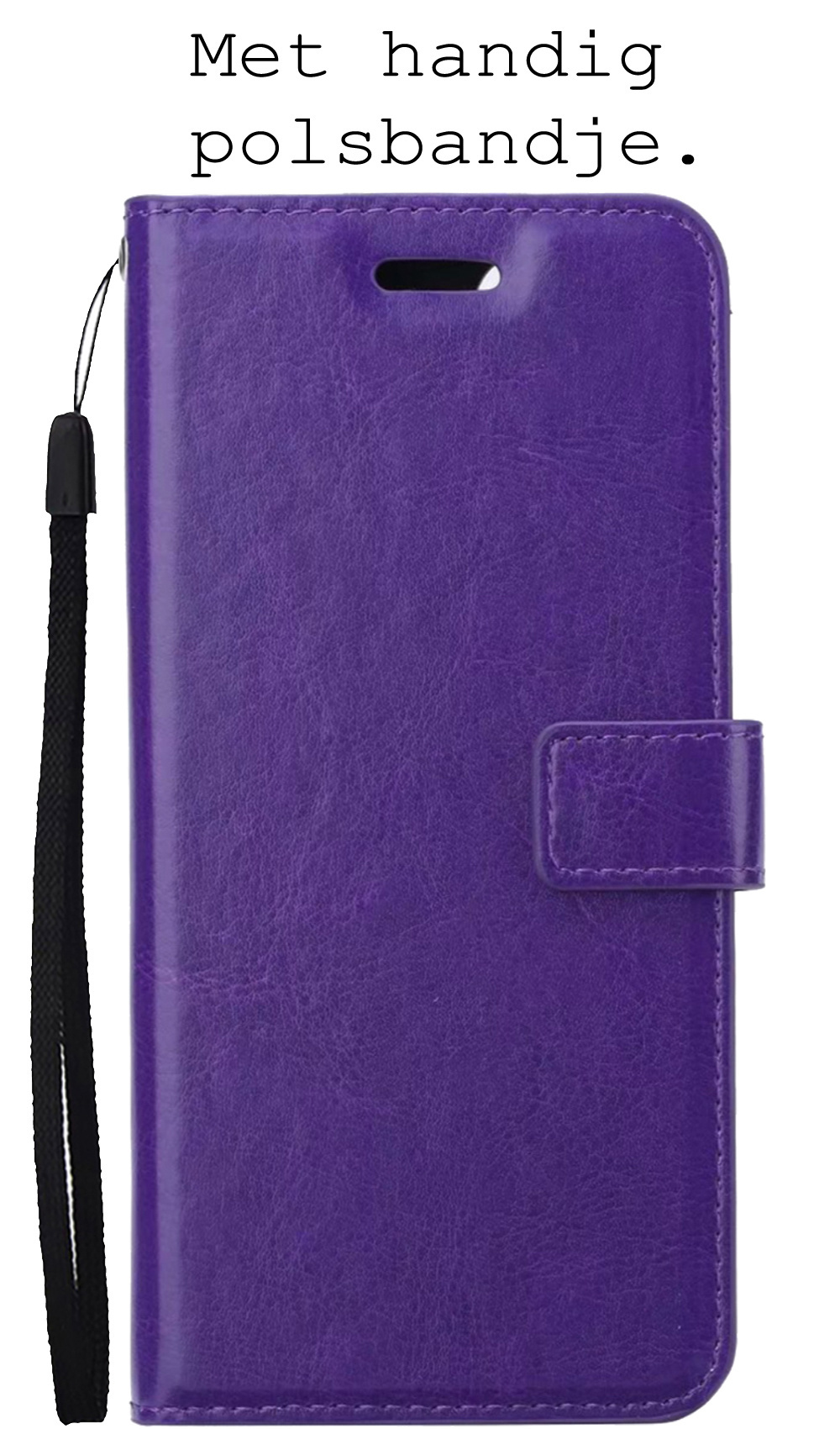 BASEY. Hoes Geschikt voor iPhone 13 Hoesje Bookcase Hoes Flip Case Book Cover Met 2x Screenprotector - Hoesje Geschikt voor iPhone 13 Hoes Book Case Hoesje - Paars