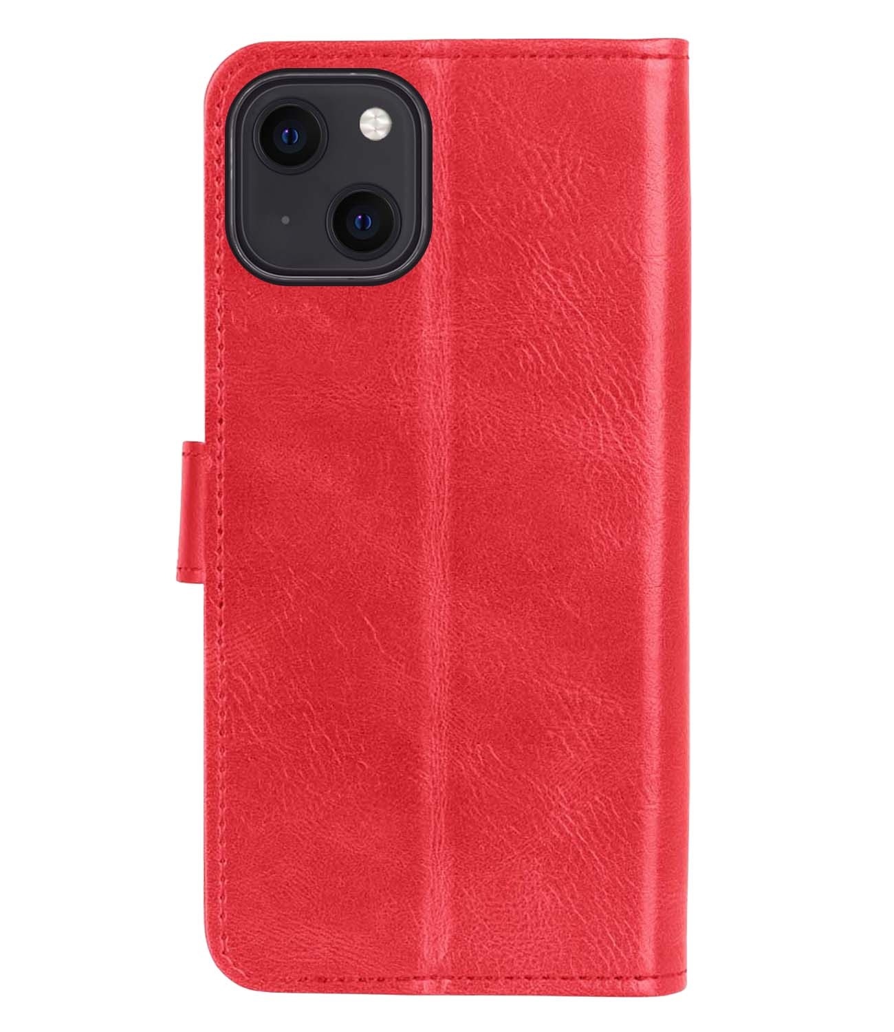 BASEY. Hoes Geschikt voor iPhone 13 Hoesje Bookcase Hoes Flip Case Book Cover Met 2x Screenprotector - Hoesje Geschikt voor iPhone 13 Hoes Book Case Hoesje - Rood