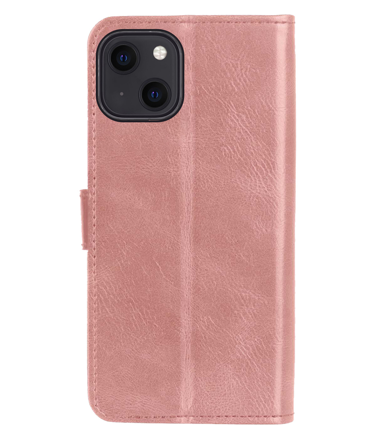 BASEY. Hoes Geschikt voor iPhone 13 Hoesje Bookcase Hoes Flip Case Book Cover Met 2x Screenprotector - Hoesje Geschikt voor iPhone 13 Hoes Book Case Hoesje - Rosé goud