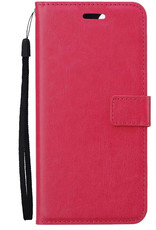 Nomfy Hoesje Geschikt voor iPhone 13 Hoes Bookcase Flipcase Book Cover Met Screenprotector - Hoes Geschikt voor iPhone 13 Hoesje Book Case - Donkerroze