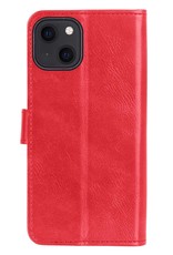 Nomfy Hoesje Geschikt voor iPhone 13 Hoes Bookcase Flipcase Book Cover Met Screenprotector - Hoes Geschikt voor iPhone 13 Hoesje Book Case - Rood