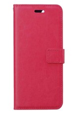 BASEY. Hoes Geschikt voor iPhone 13 Pro Hoesje Bookcase Hoes Flip Case Book Cover Met Screenprotector - Hoesje Geschikt voor iPhone 13 Pro Hoes Book Case Hoesje - Donkerroze