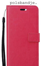 BASEY. Hoes Geschikt voor iPhone 13 Pro Hoesje Bookcase Hoes Flip Case Book Cover Met Screenprotector - Hoesje Geschikt voor iPhone 13 Pro Hoes Book Case Hoesje - Donkerroze