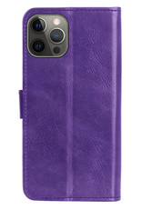 BASEY. Hoes Geschikt voor iPhone 13 Pro Hoesje Bookcase Hoes Flip Case Book Cover Met Screenprotector - Hoesje Geschikt voor iPhone 13 Pro Hoes Book Case Hoesje - Paars