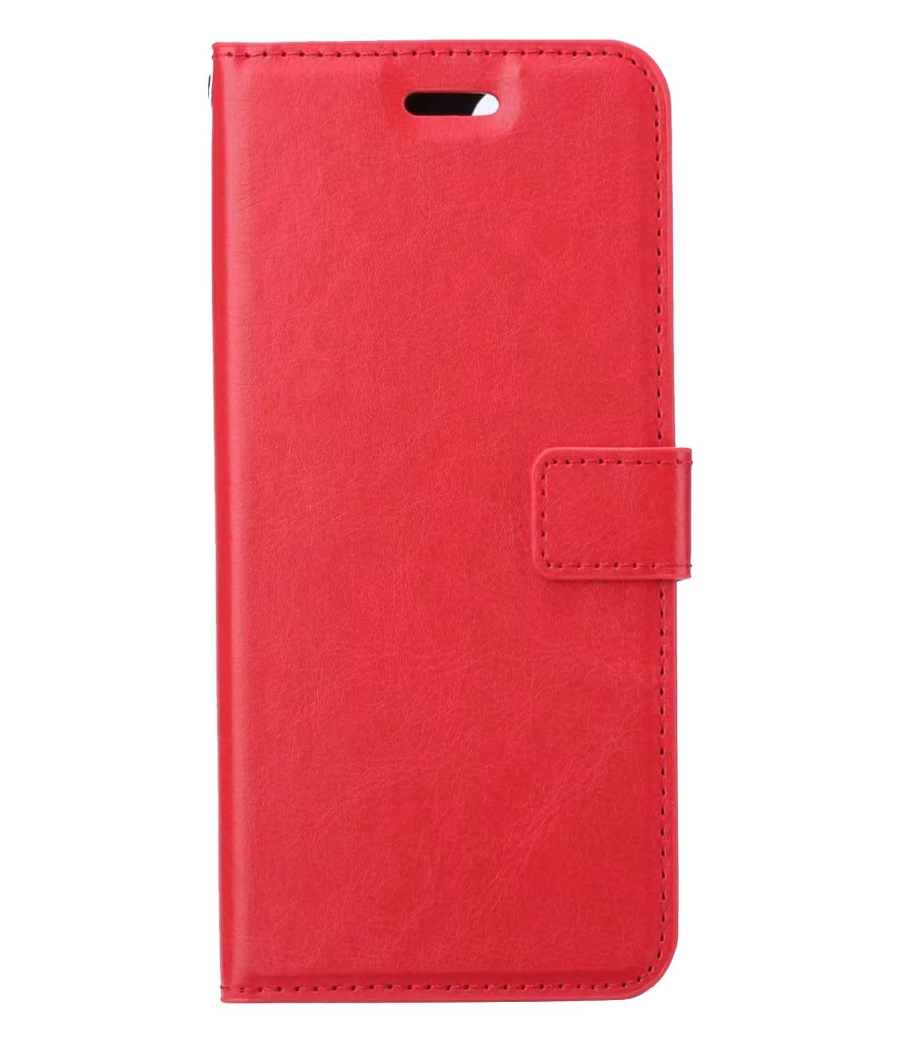 BASEY. Hoes Geschikt voor iPhone 13 Pro Hoesje Bookcase Hoes Flip Case Book Cover Met Screenprotector - Hoesje Geschikt voor iPhone 13 Pro Hoes Book Case Hoesje - Rood