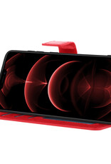 Nomfy Hoesje Geschikt voor iPhone 13 Pro Hoes Bookcase Flipcase Book Cover Met 2x Screenprotector - Hoes Geschikt voor iPhone 13 Pro Hoesje Book Case - Rood