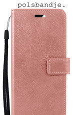 BASEY. Hoes Geschikt voor iPhone 13 Pro Max Hoesje Bookcase Hoes Flip Case Book Cover Met Screenprotector - Hoesje Geschikt voor iPhone 13 Pro Max Hoes Book Case Hoesje - Rosé goud