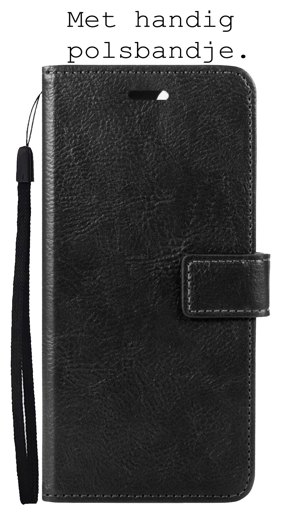 BASEY. Hoes Geschikt voor iPhone 13 Pro Max Hoesje Bookcase Hoes Flip Case Book Cover Met Screenprotector - Hoesje Geschikt voor iPhone 13 Pro Max Hoes Book Case Hoesje - Zwart