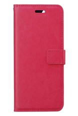 BASEY. Hoes Geschikt voor iPhone 13 Pro Max Hoesje Bookcase Hoes Flip Case Book Cover Met 2x Screenprotector - Hoesje Geschikt voor iPhone 13 Pro Max Hoes Book Case Hoesje - Donkerroze